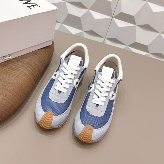 LOEWE 26S FLOW RUNNER SNEAKER IN LIGHT GRAY AND BLUE SUEDE AND CALFSKIN STYLE 2