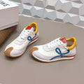 LOEWE 26S FLOW RUNNER SNEAKER IN LIGHT GRAY SUEDE YELLOW AND BLUE CALFSKIN