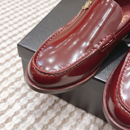 CHANEL 26S LOAFERS IN DARK RED GLOSSY CALFSKIN