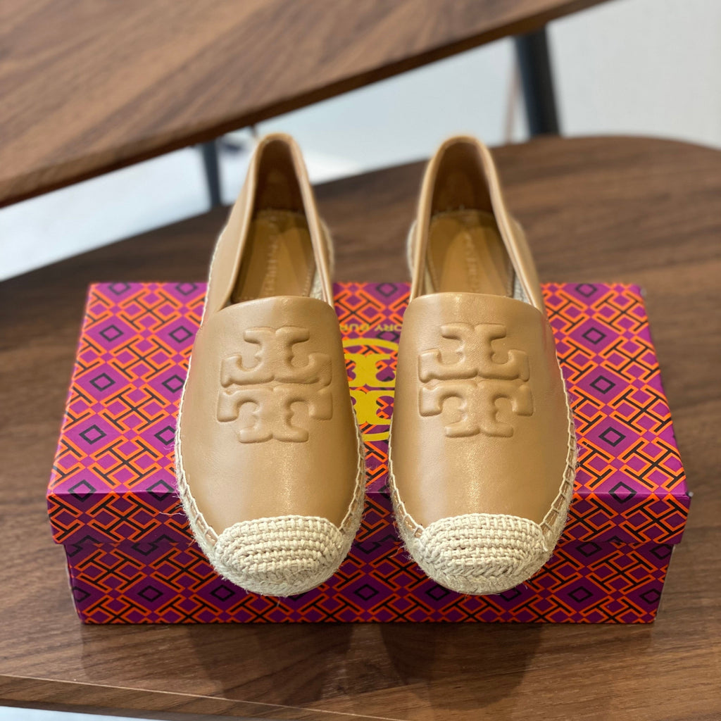 TORY BURCH ESPADRILLES IN CAMEL BEIGE CALFSKIN