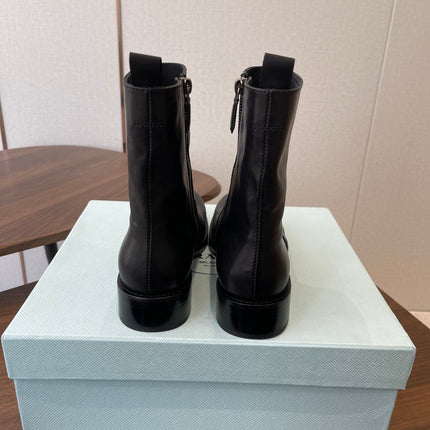 PRADA 25S COWBOY BOOTS IN DARK BLACK-BROWN CALFSKIN