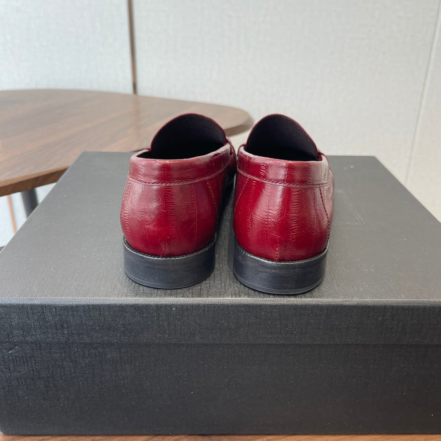 YSL 26S LOAFER IN DARK RED CALFSKIN