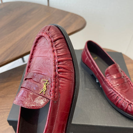 YSL 26S LOAFER IN DARK RED CALFSKIN