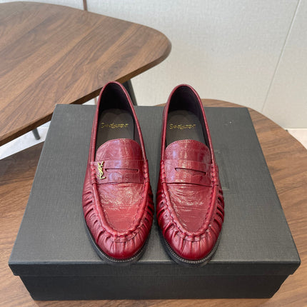 YSL 26S LOAFER IN DARK RED CALFSKIN