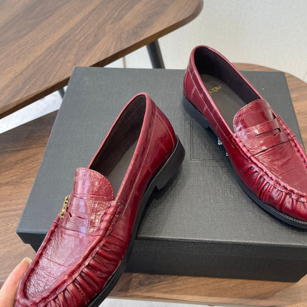 YSL 26S LOAFER IN DARK RED CALFSKIN