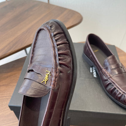 YSL 26S LOAFER IN DARK RED BROWN CALFSKIN