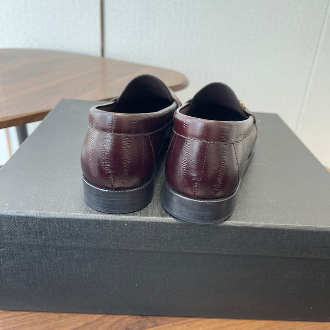 YSL 26S LOAFER IN DARK RED BROWN CALFSKIN
