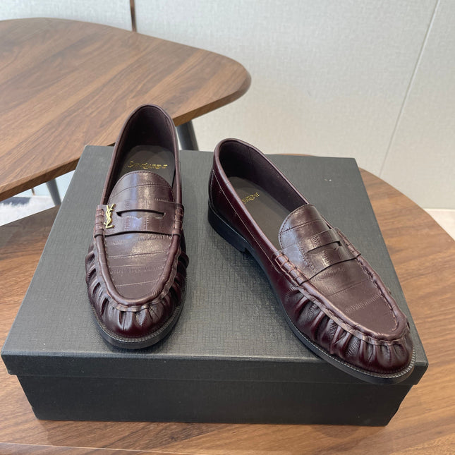 YSL 26S LOAFER IN DARK RED BROWN CALFSKIN