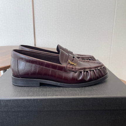 YSL 26S LOAFER IN DARK RED BROWN CALFSKIN