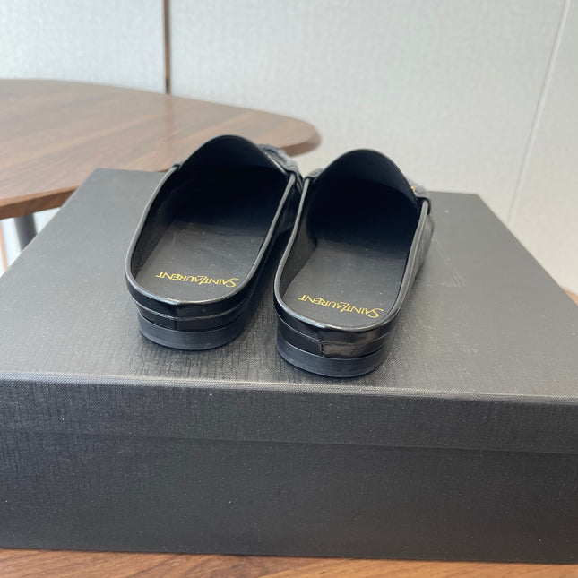YSL 26S LOAFER MULES IN BLACK CALFSKIN