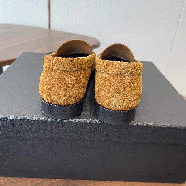 YSL 26S LOAFER IN CAMEL BROWN SUEDE