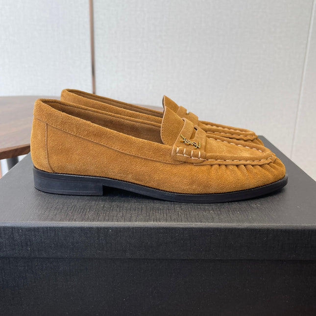 YSL 26S LOAFER IN CAMEL BROWN SUEDE
