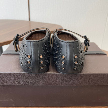 ALAIA 26S MARY JANE FLATS IN BLACK LAMBSKIN