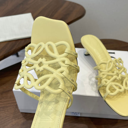 LOEWE 26S HIGH HEEL SANDALS IN BUTTER YELLOW CALFSKIN