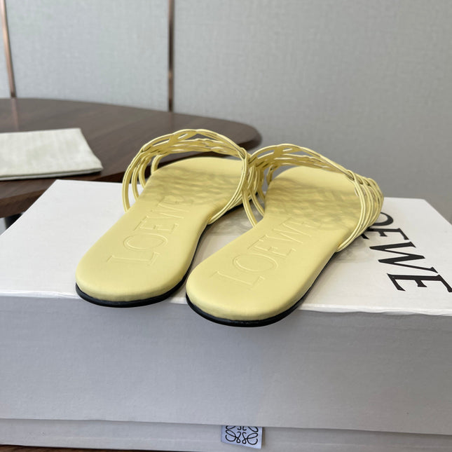 LOEWE 26S FLAT SANDALS IN BUTTER YELLOW CALFSKIN