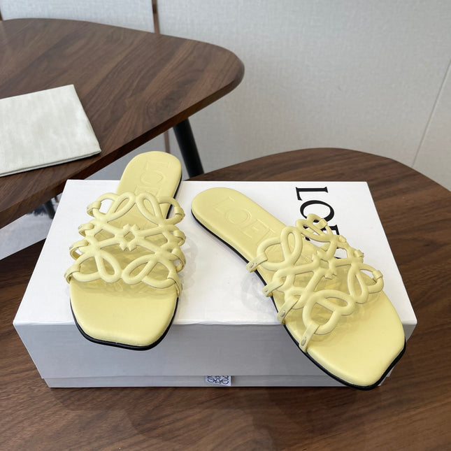 LOEWE 26S FLAT SANDALS IN BUTTER YELLOW CALFSKIN