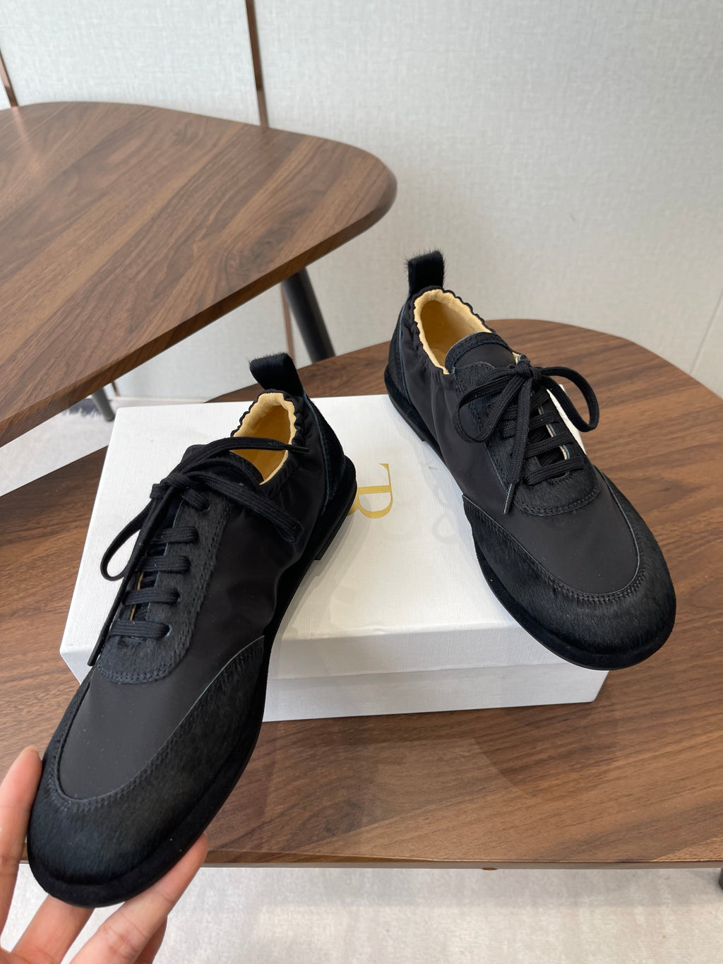 THE ROW 26S SNEAKERS IN BLACK PONY HAIR AND FABRIC