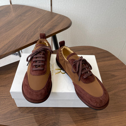 THE ROW 26S SNEAKERS IN BROWN SUEDE AND FABRIC