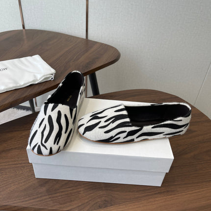 THE ROW 26S MARY JANES IN WHITE ZEBRA PRINT PONY HAIR