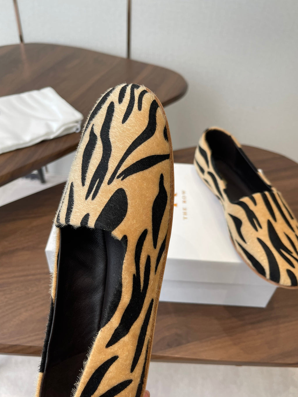 THE ROW 26S MARY JANES IN BEIGE ZEBRA PRINT PONY HAIR