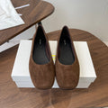 THE ROW 26S FLATS IN DARK BROWN SUEDE