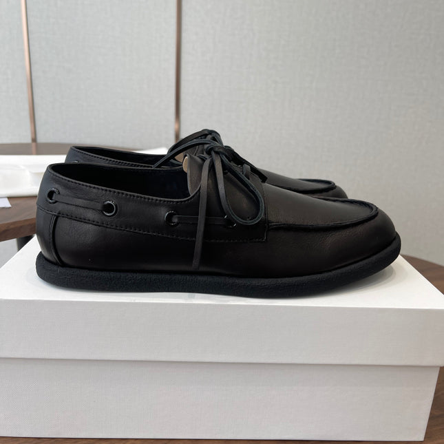 THE ROW 26S LOAFERS IN BLACK CALFSKIN