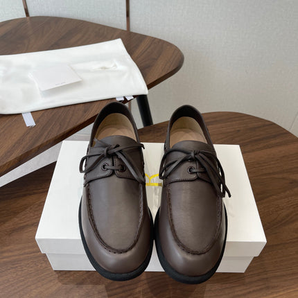 THE ROW 26S LOAFERS IN DARK BROWN CALFSKIN
