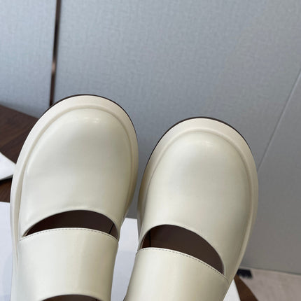 THE ROW 26S PLATFORM MARY JANE IN CREAM WHITE CALFSKIN
