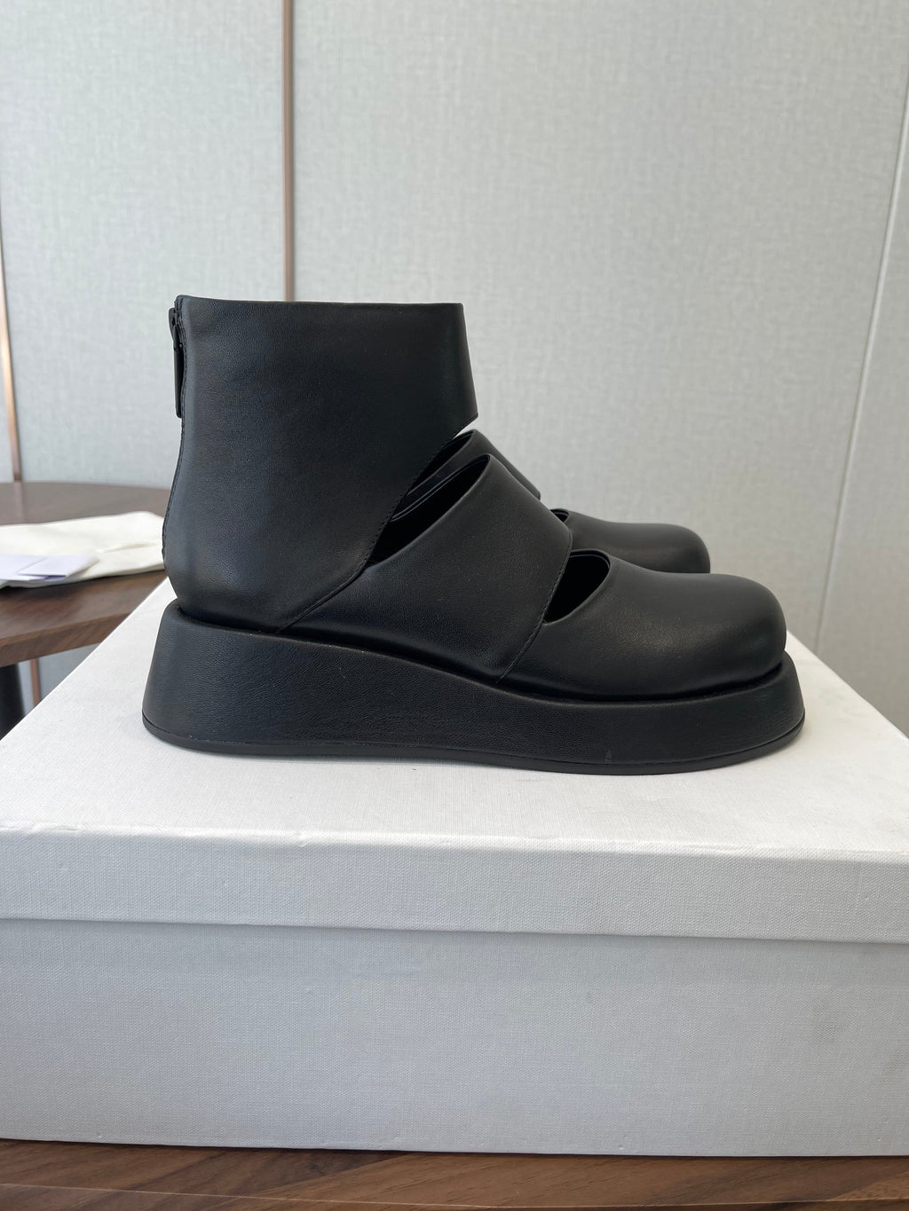 THE ROW 26S PLATFORM MARY JANE IN BLACK CALFSKIN