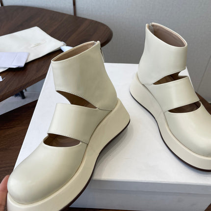 THE ROW 26S PLATFORM MARY JANE IN CREAM WHITE CALFSKIN