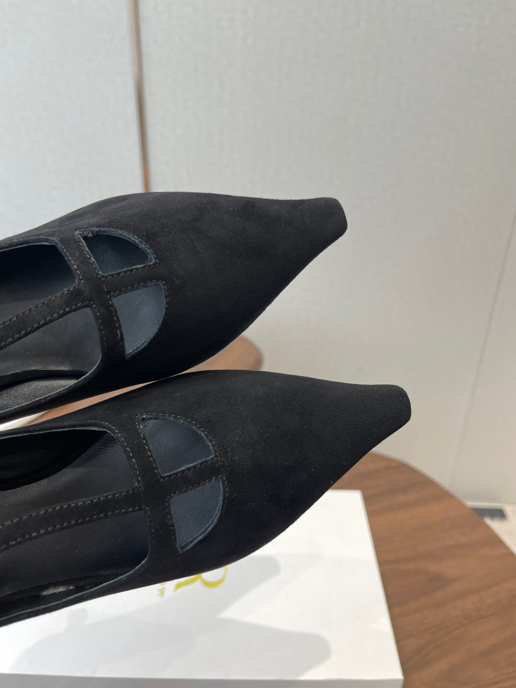 THE ROW 26S POINTED TOE T STRAP PUMPS 35MM IN BLACK SUEDE