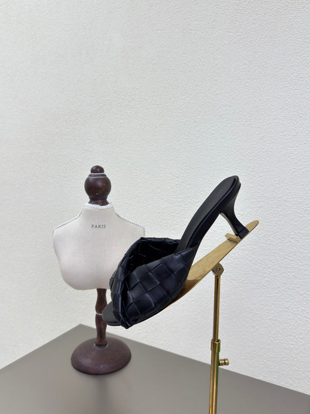 BLINK HIGH 5 CM MULE IN BLACK INTRECCIATO LEATHER