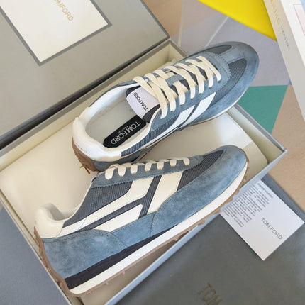 TOM FORD 26S SNEAKERS IN MUTED BLUE SUEDE