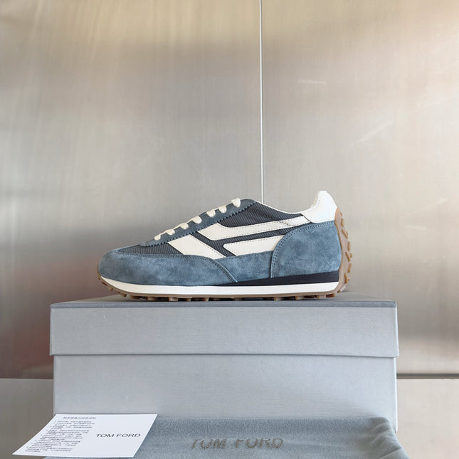 TOM FORD 26S SNEAKERS IN MUTED BLUE SUEDE