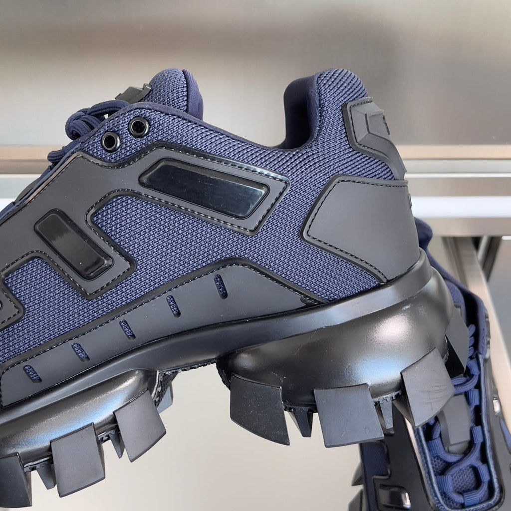 PRADA 26S CLOUDBUST THUNDER SNEAKERS 60MM IN NAVY BLUE MESH FABRIC