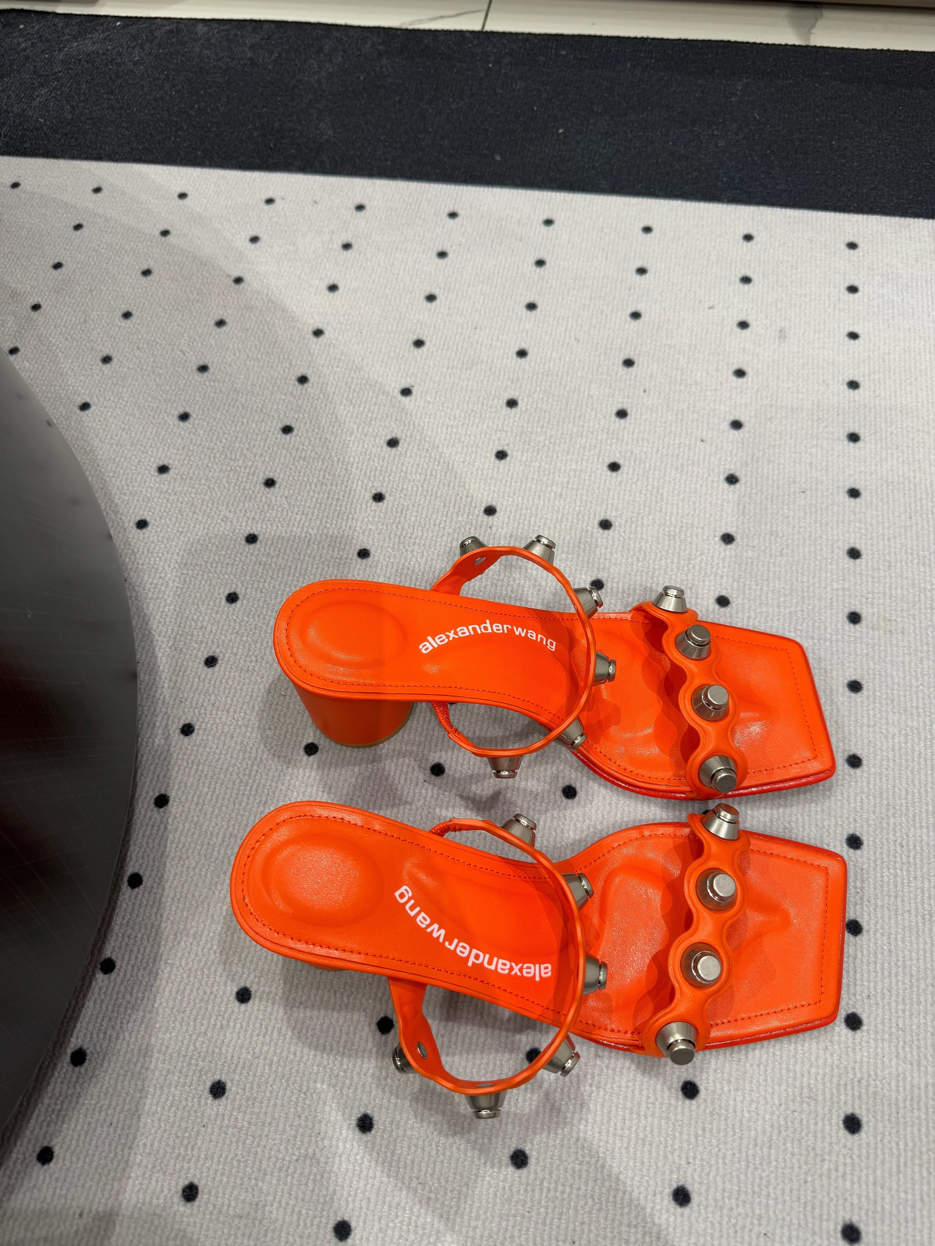 RIOT 65MM SANDAL IN FIRE ORANGE LAMBSKIN