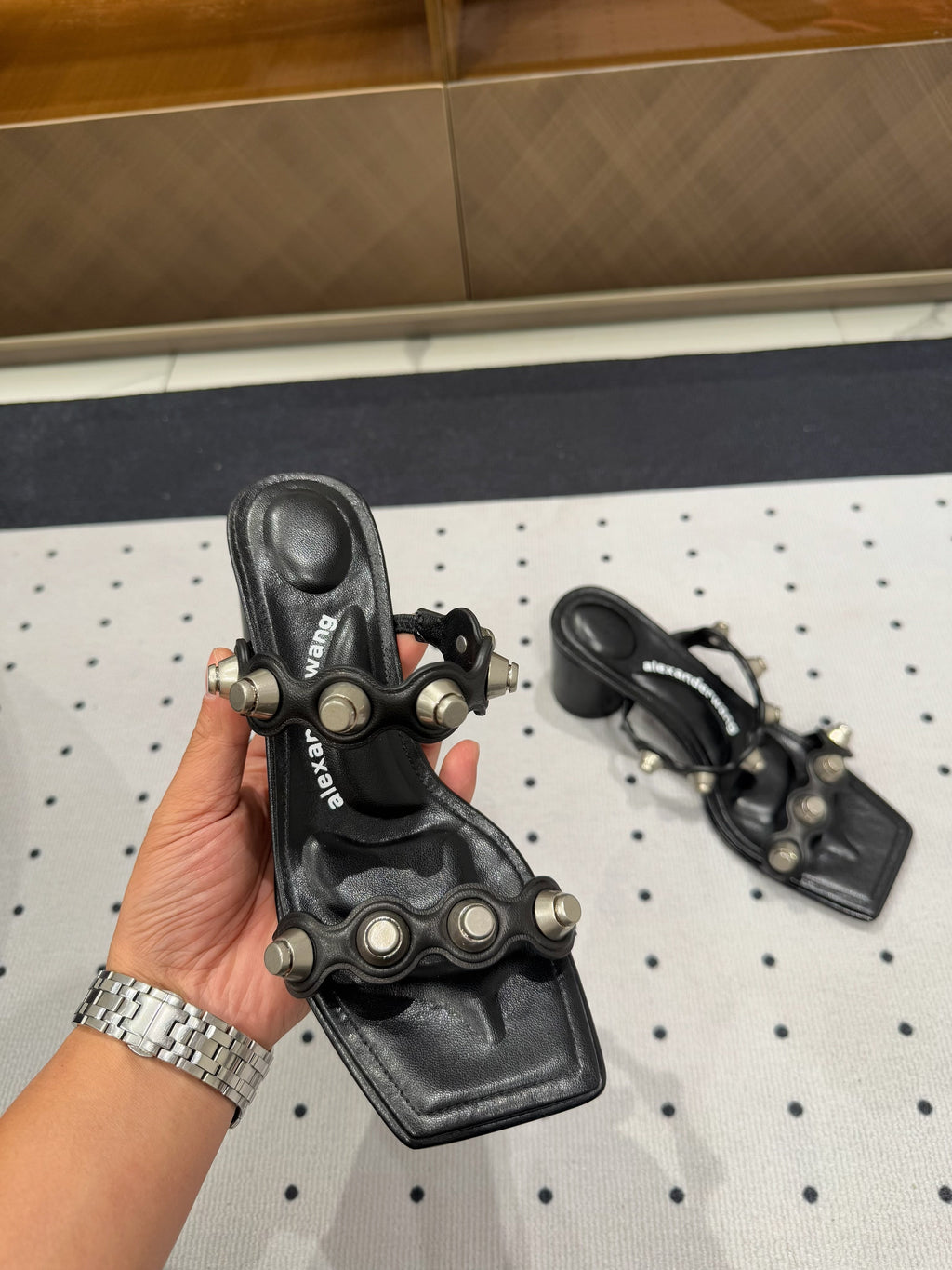 RIOT 65MM SANDAL IN BLACK LAMBSKIN