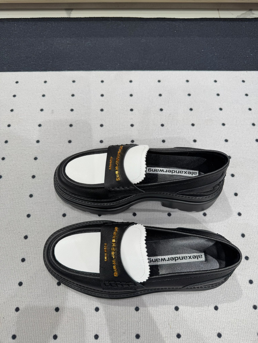 CARTER PLATFORM LOAFER 75MM IN WHITE MIX BLACK COWHIDE