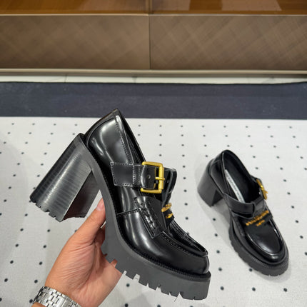 CARTER HIGH-HEEL LOAFER 85MM IN BLACK CALFSKIN