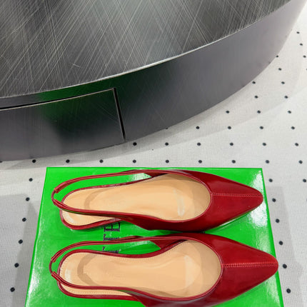 BOTTEGA VENETA 26S SLINGBACK FLATS IN RED CALFSKIN