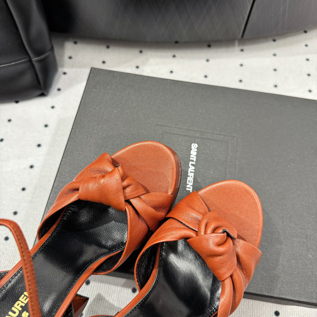 YSL 26S SANDAL HIGH HEELS 120 MM IN ORANGE CALFSKIN
