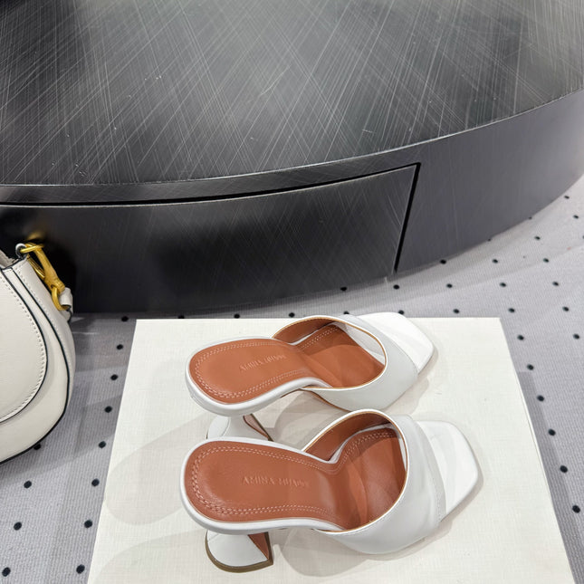 AMINA MUADDI LUPITA MULES IN WHITE CALFSKIN