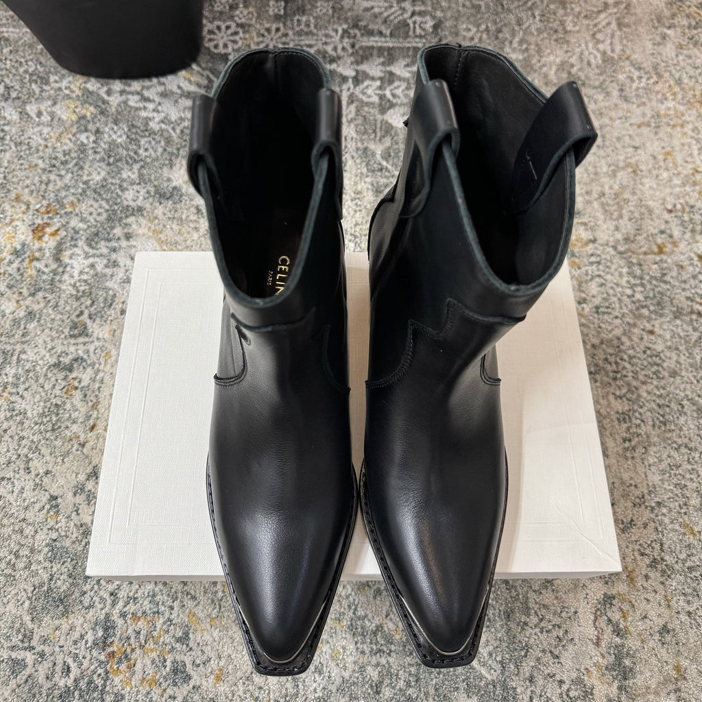 CELINE 26S ANKLE BOOTS 55 MM IN BLACK CALFSKIN