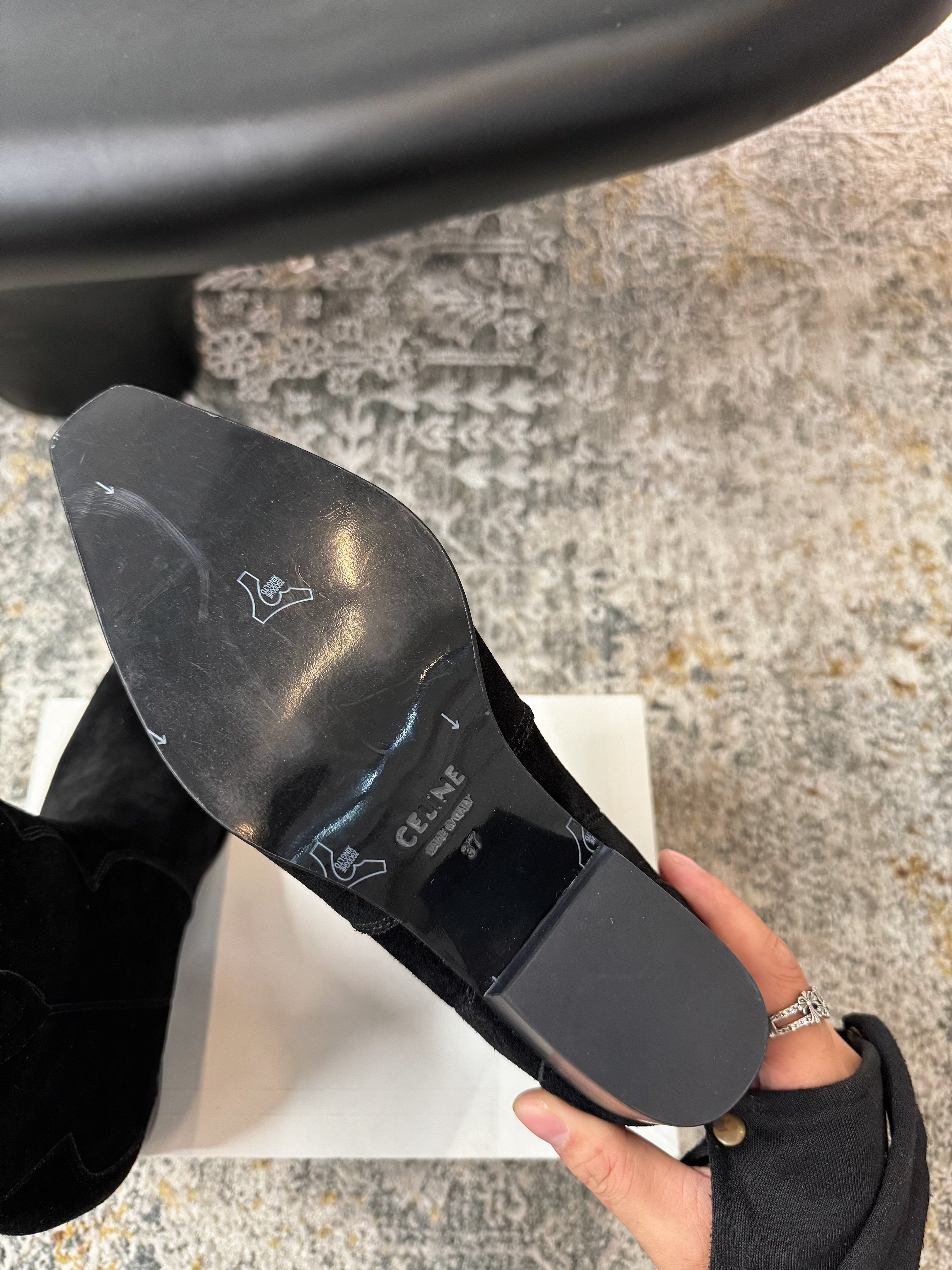 CELINE 26S ANKLE BOOTS 55 MM IN BLACK SUEDE