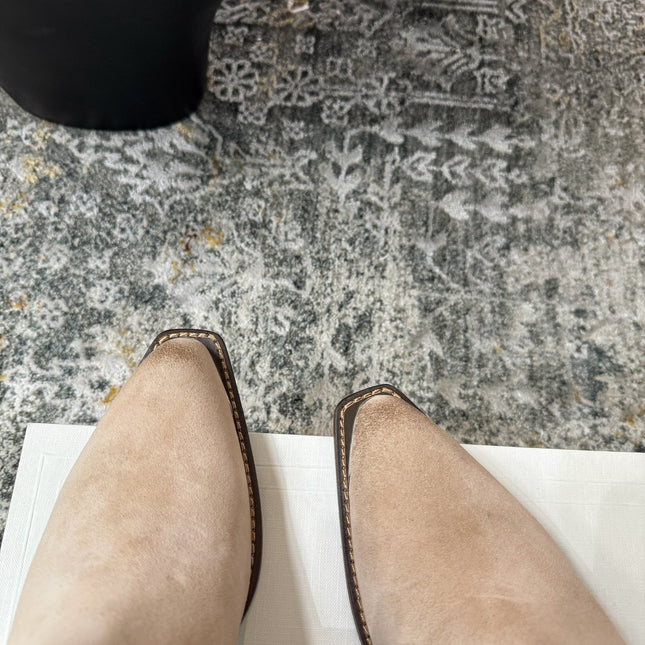 CELINE 26S ANKLE BOOTS 55 MM IN BEIGE SUEDE