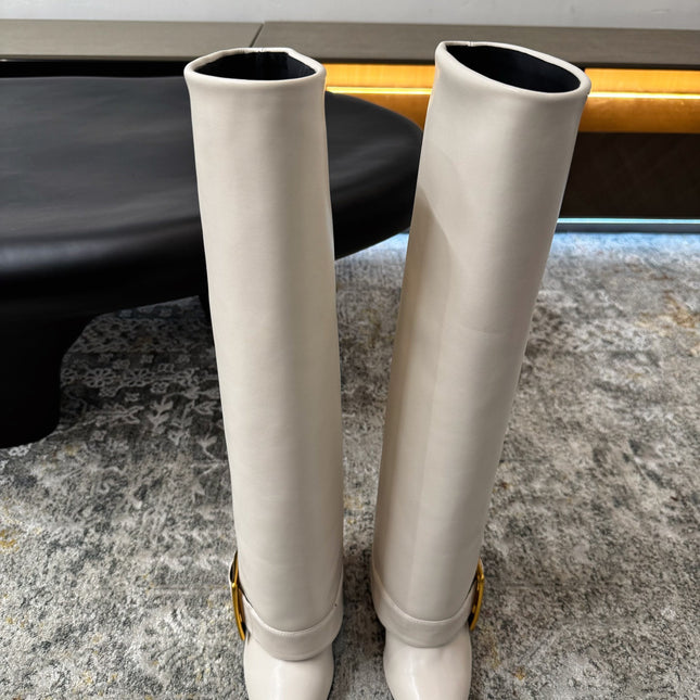 BALMAIN 26S BOOT 85 MM IN CREAM WHITE CALFSKIN
