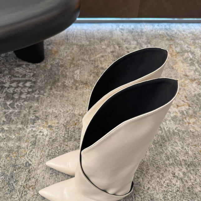 BALMAIN 26S BOOT 95 MM IN CREAM WHITE CALFSKIN