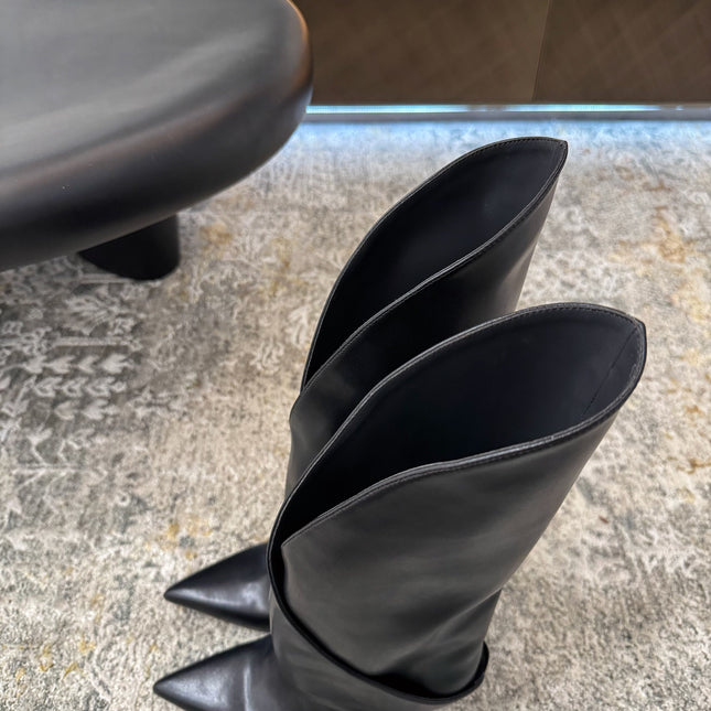 BALMAIN 26S BOOT 95 MM IN BLACK CALFSKIN