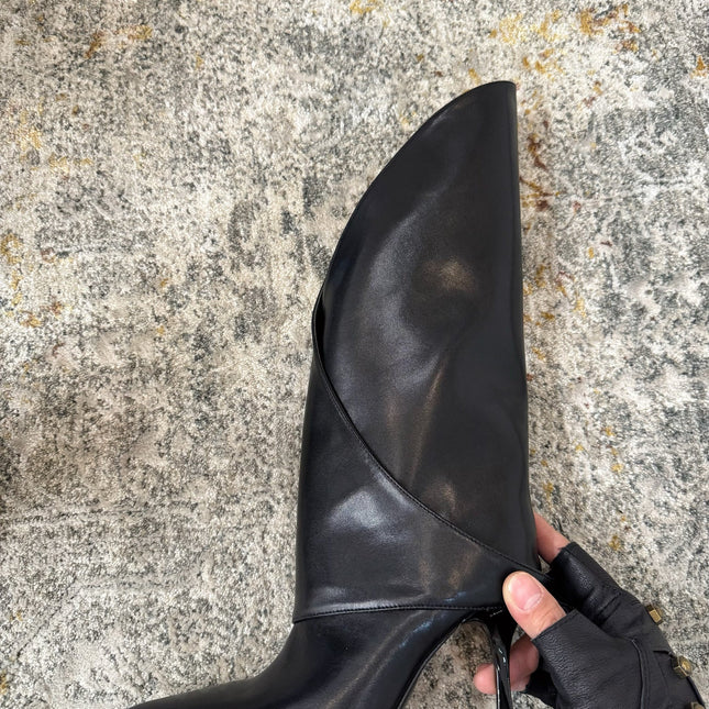BALMAIN 26S BOOT 95 MM IN BLACK CALFSKIN