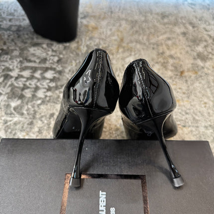 YSL 26S HEELED SHOES 110 MM IN BLACK GLOSSY CALFSKIN